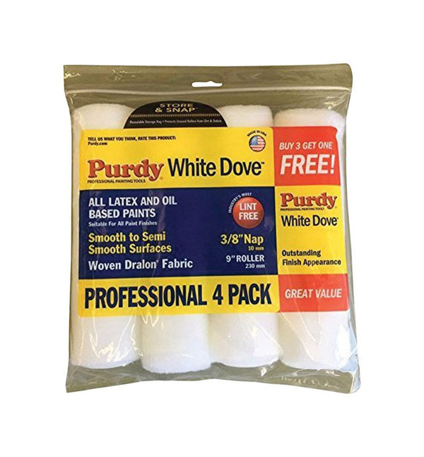 Purdy 9"x 3/8" White Dove Roller Cover 4-Pack