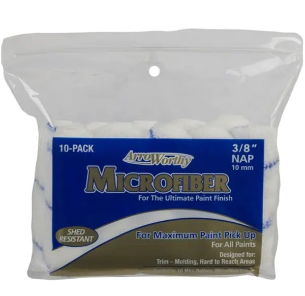 Arroworthy Microfiber 4" Mini Roller Cover, 3/8" Nap, 10 Pack