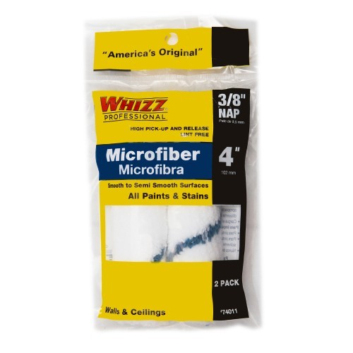 Whizz 4" 3/8 Microfiber Roller Refill 2-pack